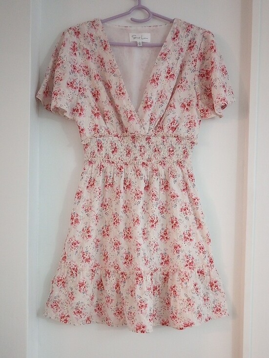 Sweet Lemon Dresses & Skirts - Sweet Lemon Floral Smocked Dress Cottagecore Eyelet Cream Pink Size S
